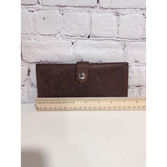 Lucky Handmade Wallet Heavy Brown Nubuck Distressed Leather Folding - Picture 9 of 10
